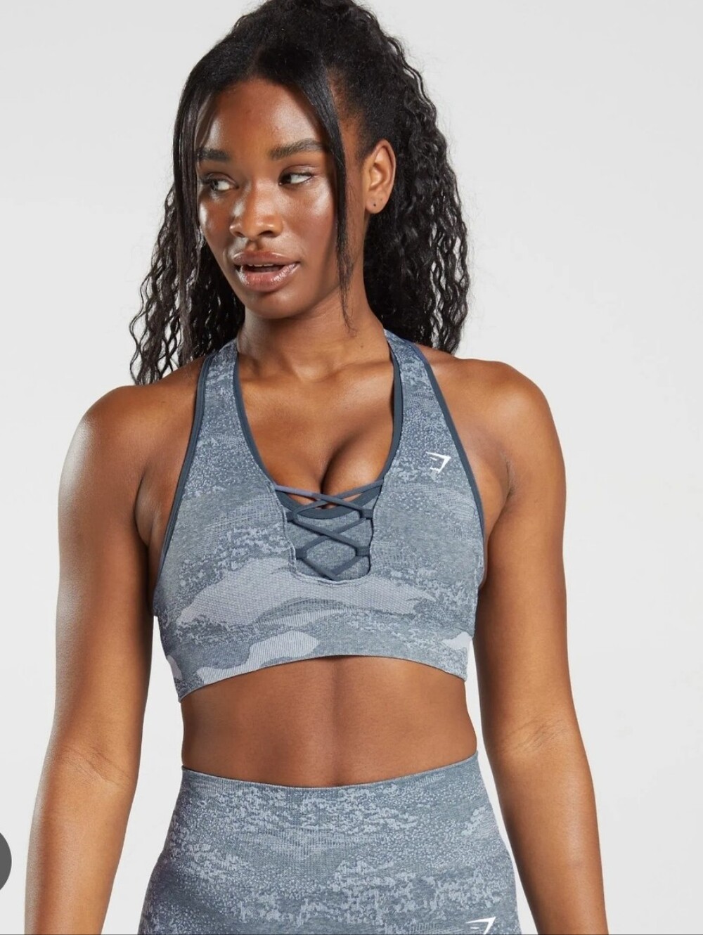 Gymshark Adapt Camo Seamless Sports Bra - River Blue